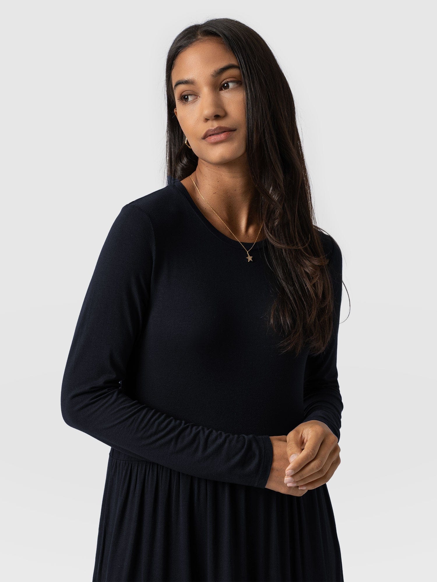 Greenwich Dress Asymmetric Long Sleeve - Navy